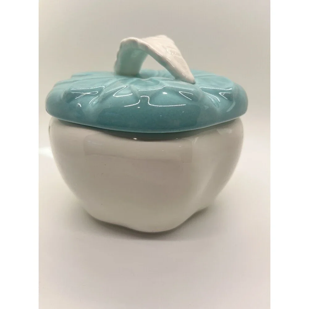 Ceramic Bowl w/Lid for Serving Dips Turquoise Hoenig California Pottery